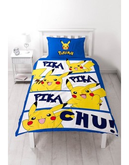 Pokemon 'Action' Single Quilt Set - Large Print Design 精靈寶可夢單人被袋套裝