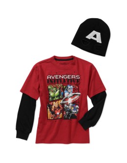 Marvel Avengers Boys' Graphic Tee and Beanie Combo