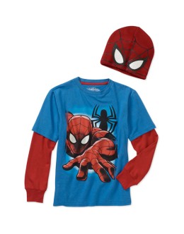Spiderman Boys' Graphic Tee and Beanie Combo